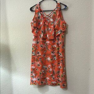 Floral Orange Sleeveless Dress